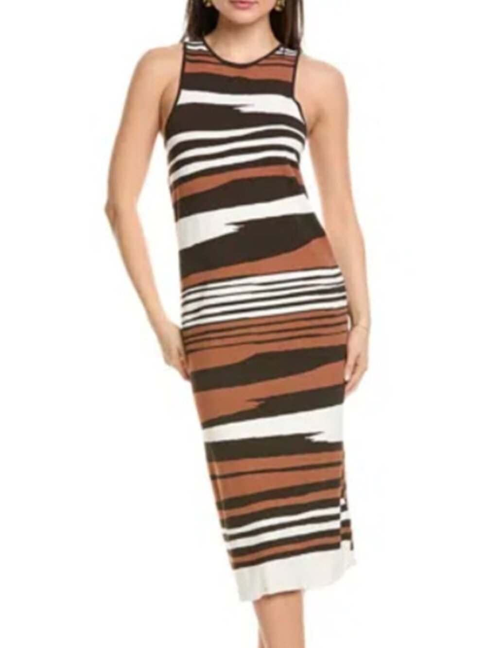 Boho Chic Earthy Resort Weekend Max Mara Ifrem Stripe Sleeveless Sundress Med